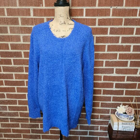 Free People Sweater Crew Neck Metallic Slouchy Pullover Sweater Large NWT - Picture 1 of 8